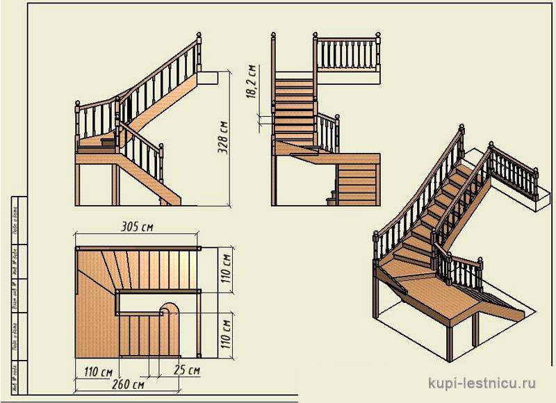 Угловая лестница план