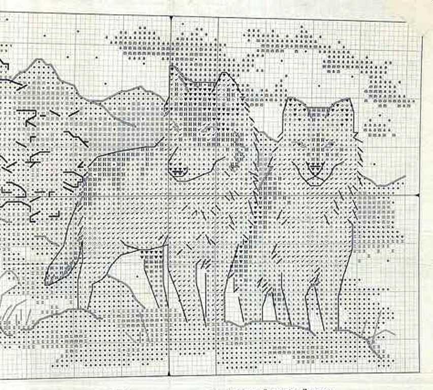 Схемы для вышивки крестом хищных волков