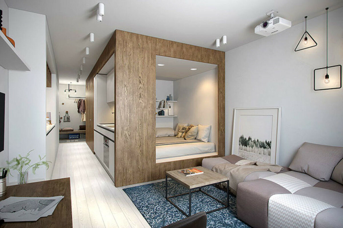 Дизайн спален-студий: проекты, идеи размещения мебели и способы зонированияварианты планировки и дизайна