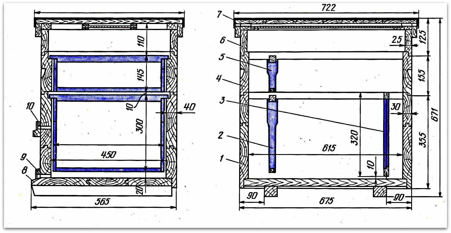 Улей дадан 10 ти рамочный размеры чертежи своими руками
