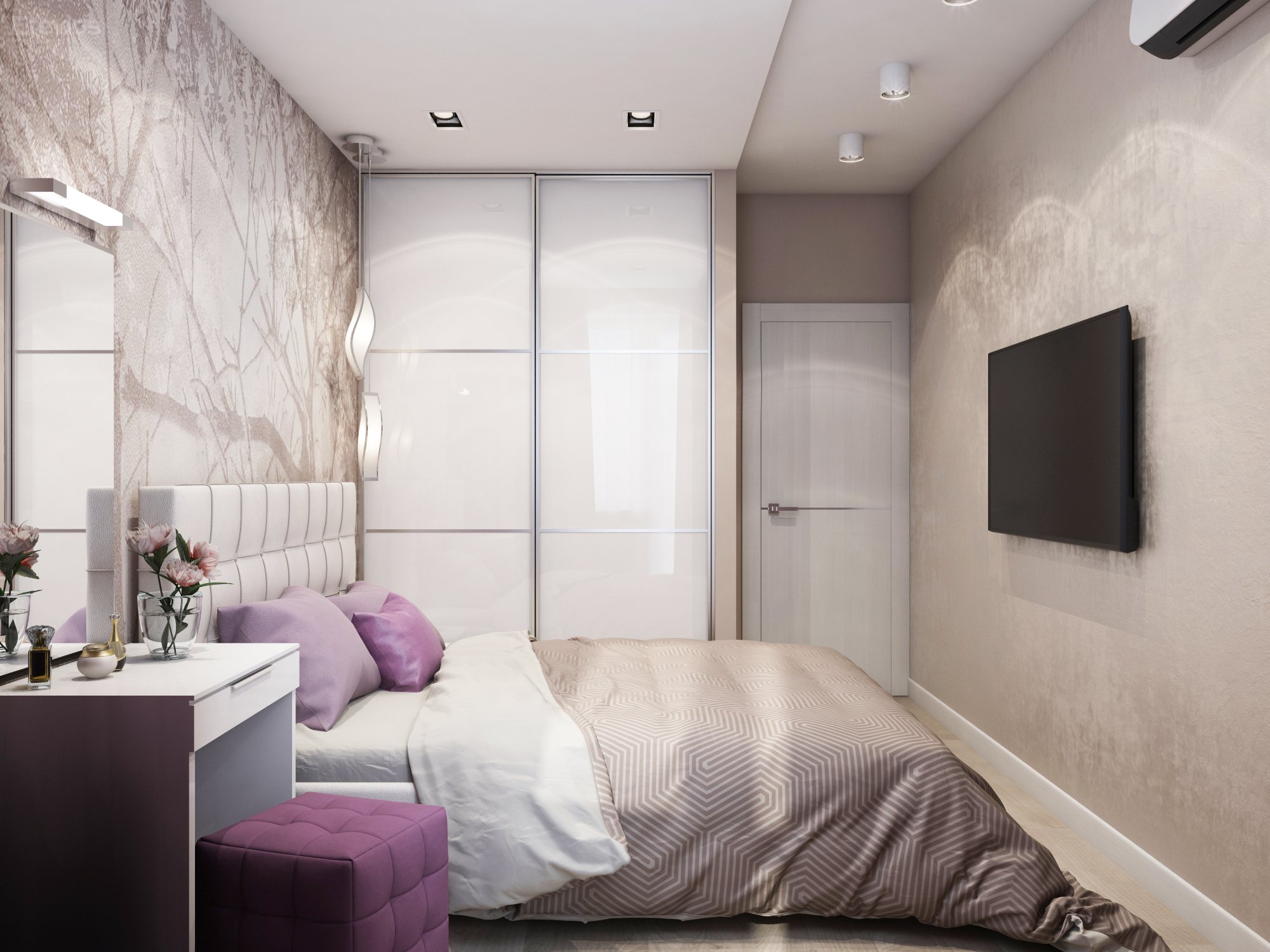 Дизайн маленькой спальни 9 кв м с окном и дверью в современном стиле
 - 31 фото