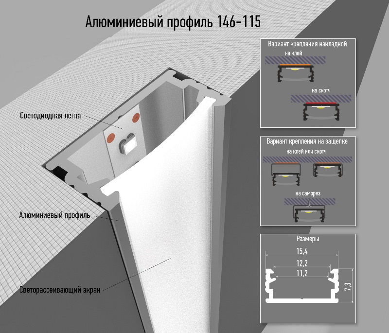 Алюминиевый профиль для светодиодной ленты: установка | 1posvetu.ru