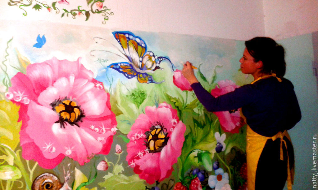 Художественная роспись стен в интерьере: декоративная ручная живопись
 - 34 фото