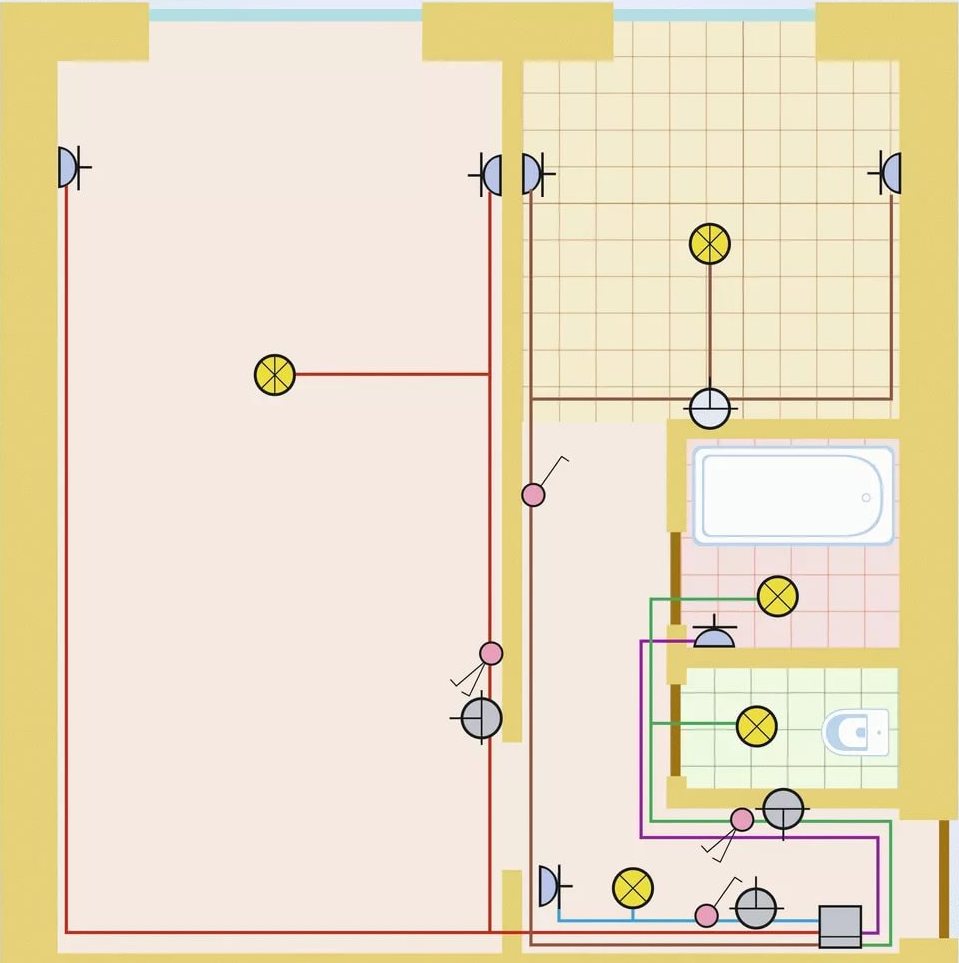 Электрическая схема квартирной электропроводки