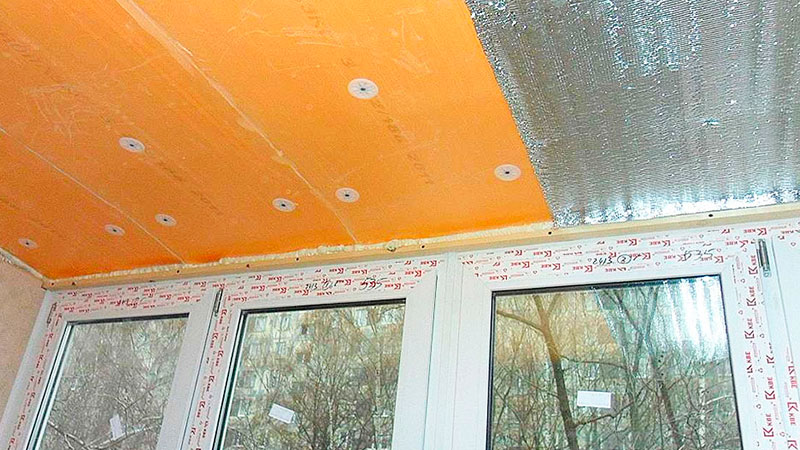 Утепление потолка на лоджии или балконе