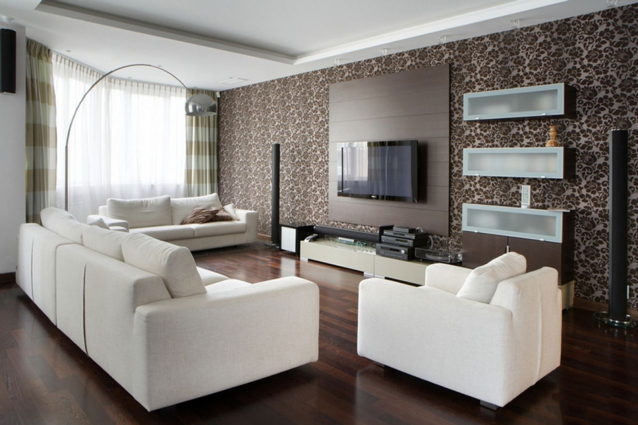 Комбинированные обои для зала (100 фото): 10 видов дизайна для гостиной с обоями двух цветов