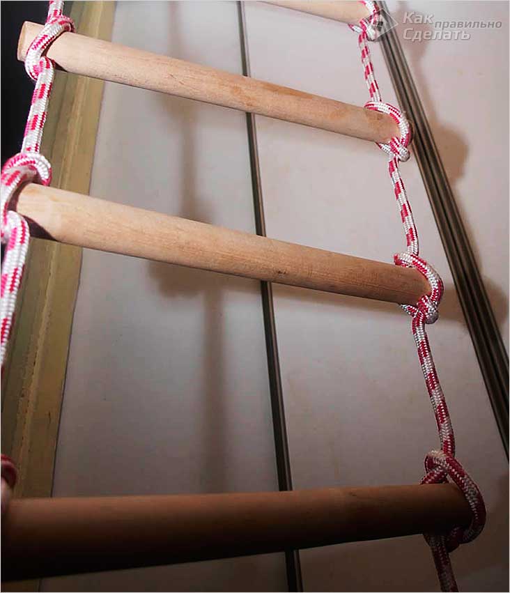 Как сделать лестницу из веревки своими руками: узлы, крепление, фото и видео