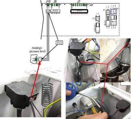 Датчик уровня воды в стиральной машине схема