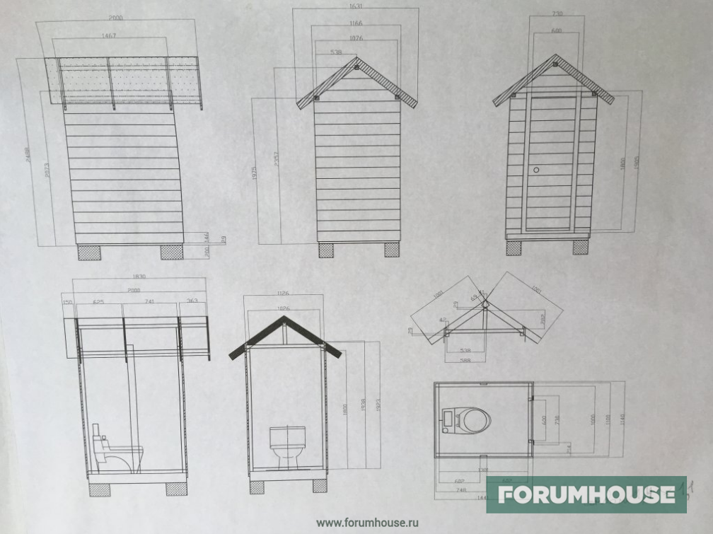 Деревянный туалет домиком чертежи