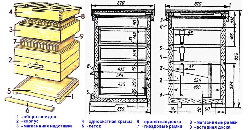 Улей со съемным дном чертеж