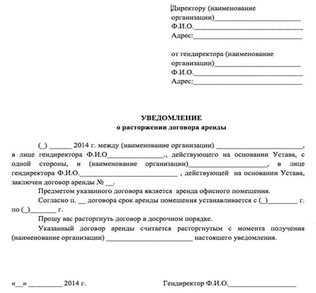 Порядок расторжения договора аренды в одностороннем порядке