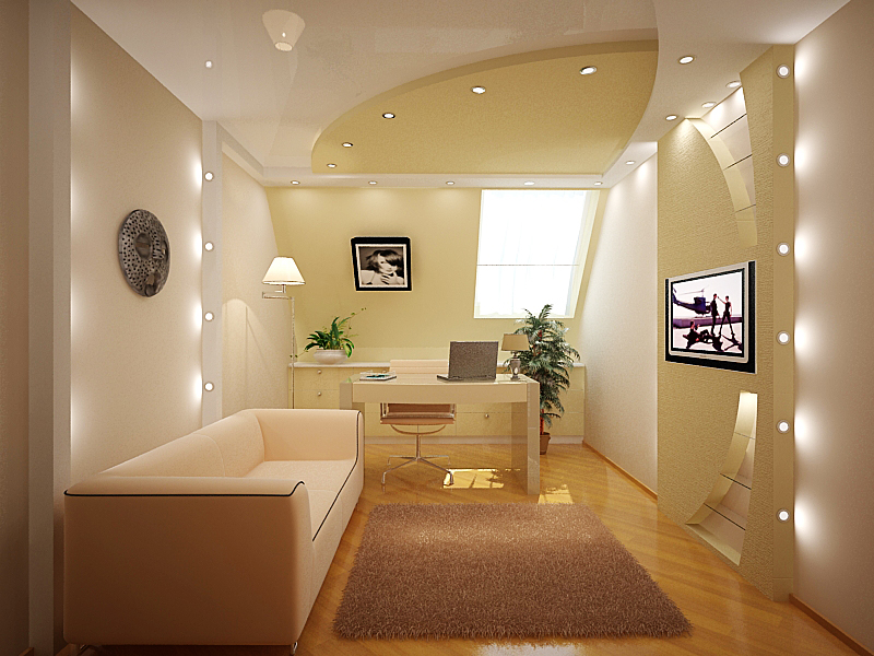 Гипсокартонные потолки в небольших комнатах: монтаж и интерьерные особенности