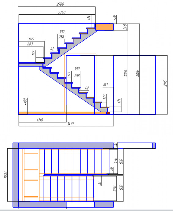 Чертежи лестниц: фото на второй этаж, своими руками рисунок на плане, разрез и изготовление, размер и планировка