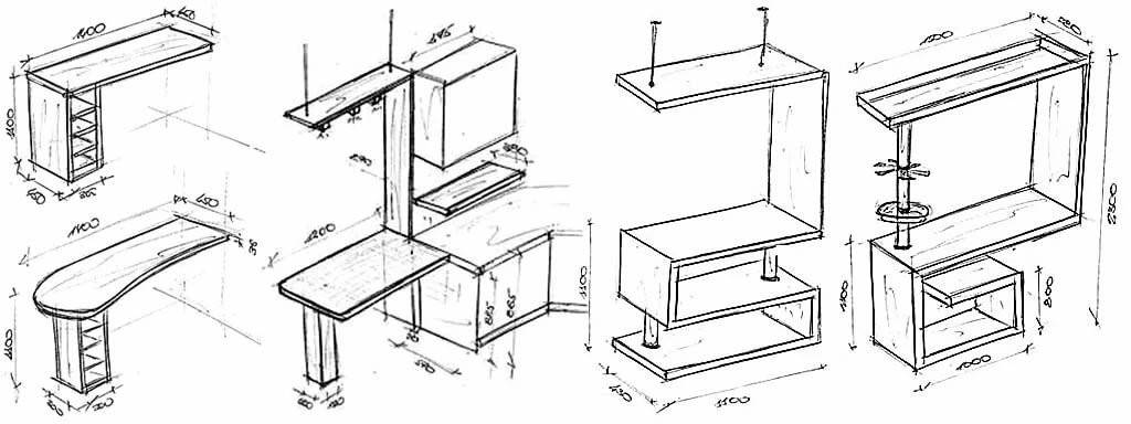 Чертеж барного стола