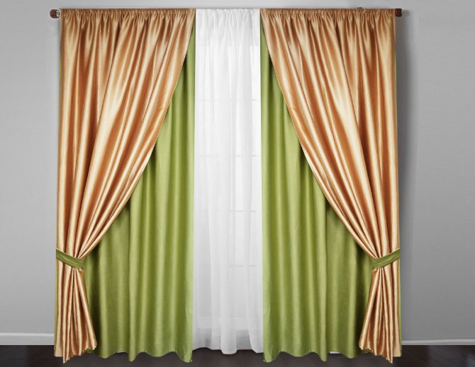 Комбинированные шторы: фото двухцветного дизайна современных штор