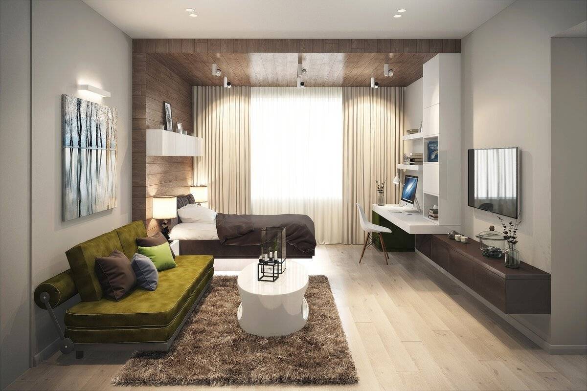 Дизайн гостиной спальни 16 кв м: 20 современных фото интерьеров