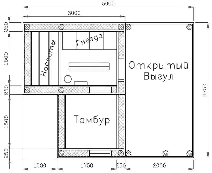 Всесезонный курятник своими руками на 20 кур: размеры, чертежи, площадь