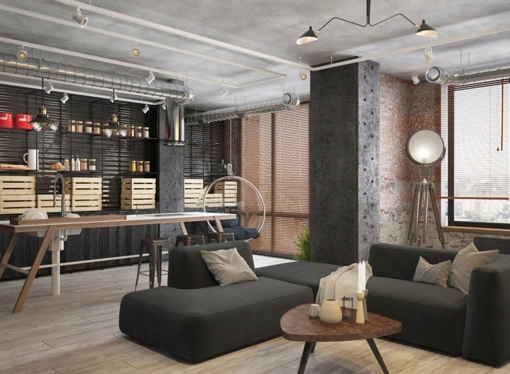 Дизайн интерьера квартиры в стиле лофт: 90 фото-идей