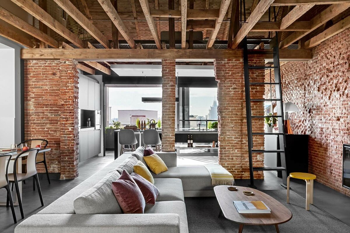 Стены в стиле лофт — кирпич, бетон и дерево в интерьере квартиры (100 фото)
