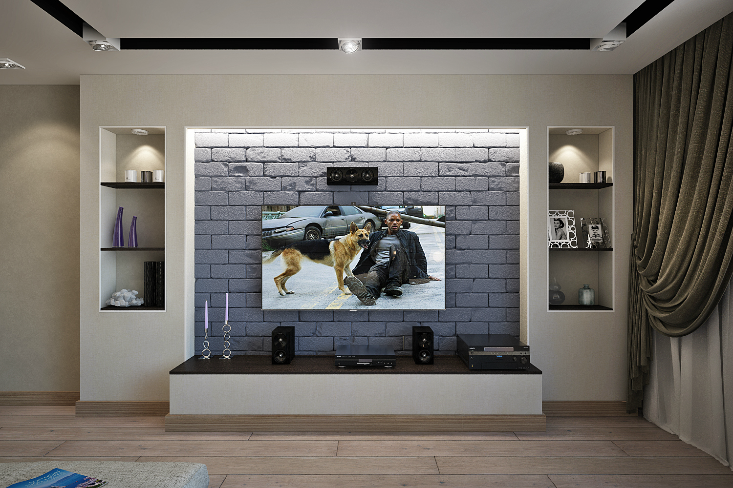 Стены из гипсокартона - дизайн 3d в зале с подсветкой или без, красивые полукруглые формы над окном или дверным проемом, варианты декорирования