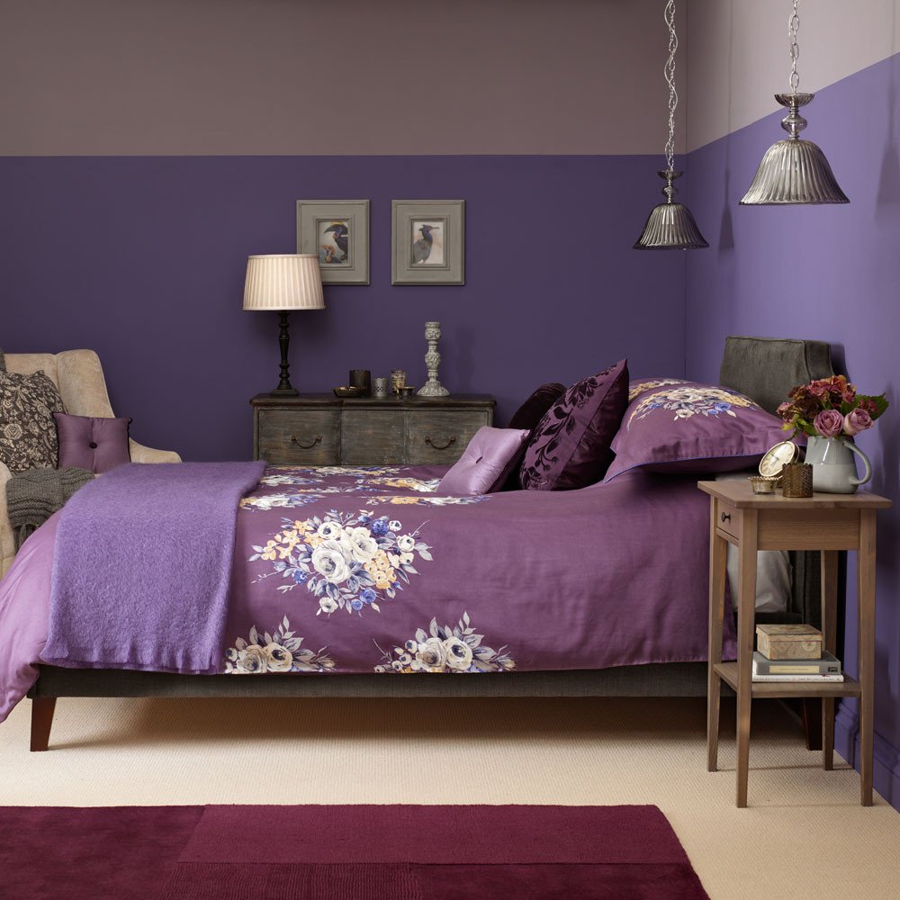 Сочетания с фиолетовым цветом в интерьере спальни