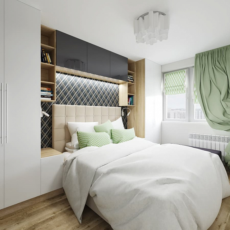 Современный дизайн маленькой спальни 9 кв м, фото идей