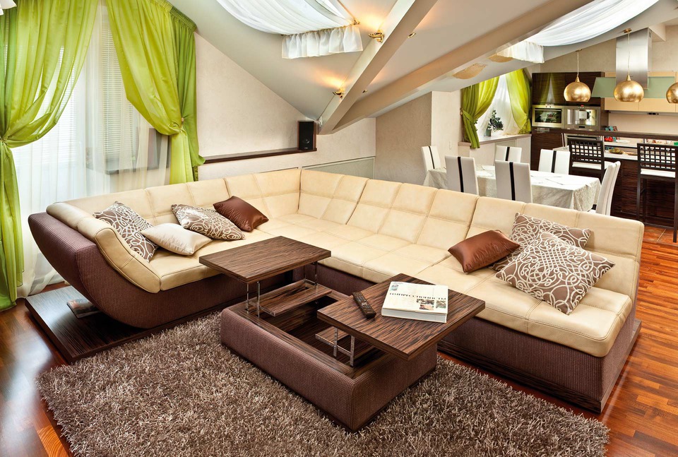 Модульные диваны в интерьере гостиной: особенности выбора и применения (50 фото)